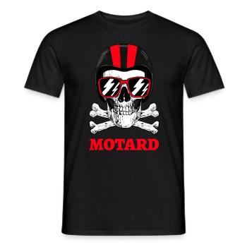 Motard Crâne Humour Lunettes de Soleil - T-shirt homme - noir - Devant - AI Model Male 178 light (178cm)