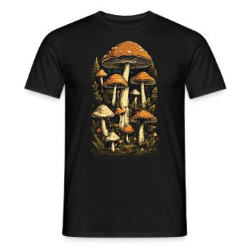 Retro Forest Mushrooms Aesthetics Mushroom Design - Men's T-Shirt - black - Front - AI Model Male 178 light (178cm)