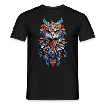 Faucon spirituel Plume Mandala Bohème - T-shirt homme - noir - Devant - AI Model Male 178 light (178cm)