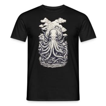 Octopus Fisherman Deep Sea Marine Design - Men's T-Shirt - black - Front - AI Model Male 178 light (178cm)