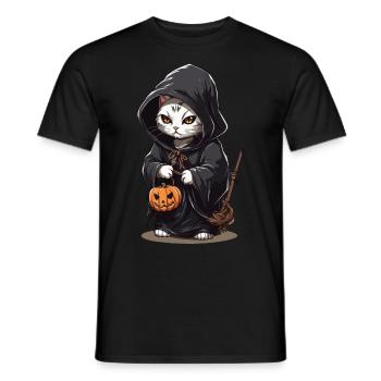 Kawaii Magician Cat Halloween Spell Magic Cats - Men's T-Shirt - black - Front - AI Model Male 178 light (178cm)