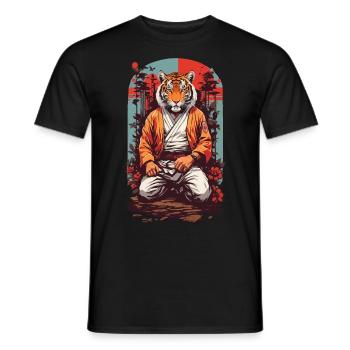 Tigre asiatique Karaté Arts martiaux Design rétro - T-shirt homme - noir - Devant - AI Model Male 178 light (178cm)