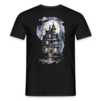 Mystisches Hexenhaus Halloween Vintage Vollmond - Männer T-Shirt - Schwarz - Vorne - AI Model Male 178 light (178cm)