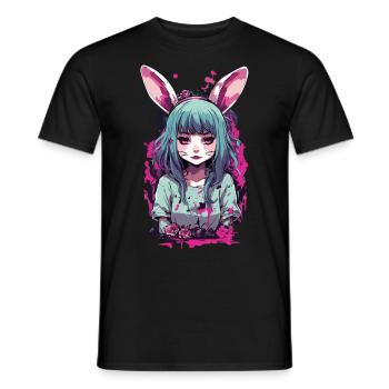 Kemonomimi Bunny Anime Pastel Goth Kawaii Girl - Men's T-Shirt - black - Front - AI Model Male 178 light (178cm)