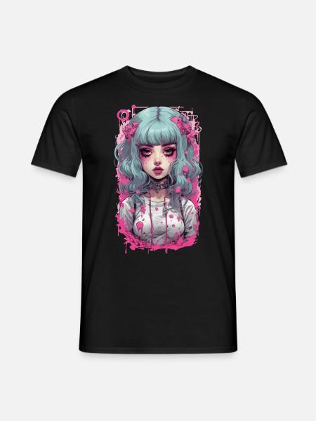 Kawaii Psycho Goth Girl Pastel Aesthetic Design - Men's T-Shirt - black