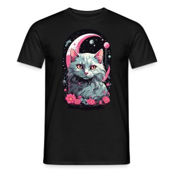 Gothic Pastel Magische Katze Nacht Aesthetic - Männer T-Shirt - Schwarz - Vorne - AI Model Male 178 light (178cm)