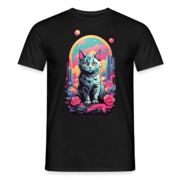 Magische Pastell Goth Katze mit Rosen Design - Männer T-Shirt - Schwarz - Vorne - AI Model Male 178 light (178cm)