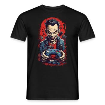 Vampire Gamer Halloween Ghoul Gaming Style - Men's T-Shirt - black - Front - AI Model Male 178 light (178cm)
