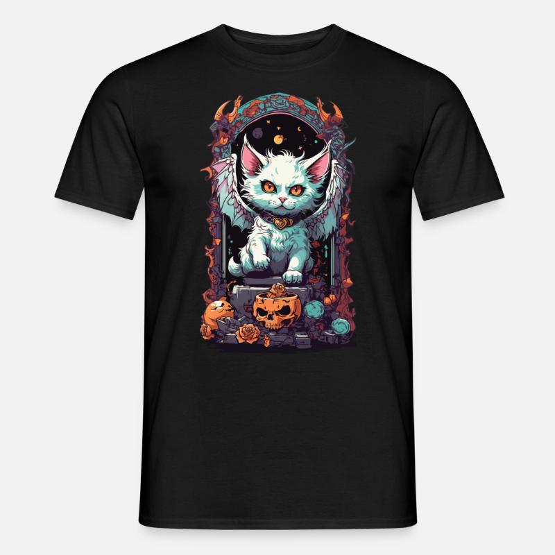 Okkulte Dämonen Katze Gothic Style - Männer T-Shirt - Schwarz