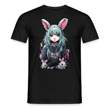 Anime Bunny Gothic e-Girl Vintage Design - Men's T-Shirt - black - Front - AI Model Male 178 light (178cm)