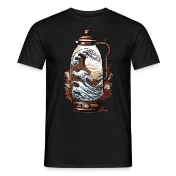 Vintage café vague Japon Design esthétique - T-shirt homme - noir - Devant - AI Model Male 178 light (178cm)