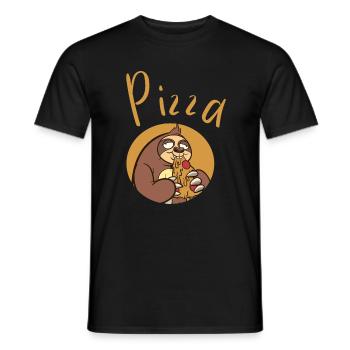 Paresseux amusant avec pizza - T-shirt homme - noir - Devant - AI Model Male 178 light (178cm)
