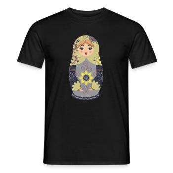 Poupée matriochka russe traditionnelle - T-shirt homme - noir - Devant - AI Model Male 178 light (178cm)
