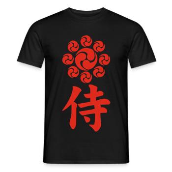 Samurai emblem of the Uesugi clan (red) - Men's T-Shirt - black - Front - AI Model Male 178 light (178cm)