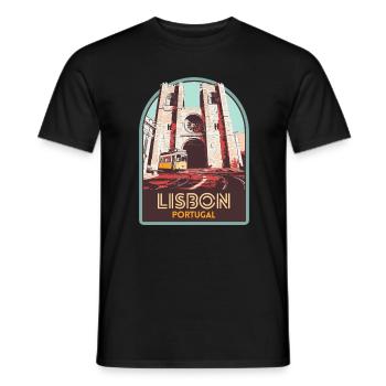 Lisbonne, belle ville Portugal cathedrale tramway - T-shirt homme - noir - Devant - AI Model Male 178 light (178cm)