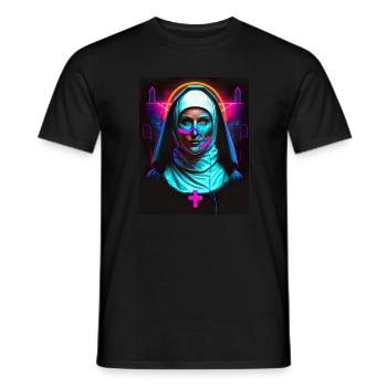 Portrait d’une nonne effrayante dans Cyber Emo - T-shirt homme - noir - Devant - AI Model Male 178 light (178cm)