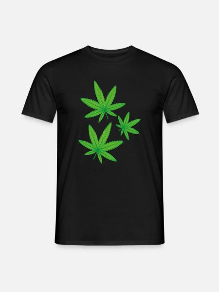 Feuilles de cannabis vertes - T-shirt homme - noir