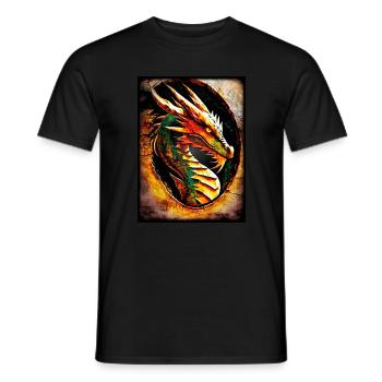 Feuerdrache im Kreis - Männer T-Shirt - Schwarz - Vorne - AI Model Male 178 light (178cm)
