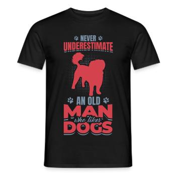Vieil homme qui aime les chiens - T-shirt homme - noir - Devant - AI Model Male 178 light (178cm)