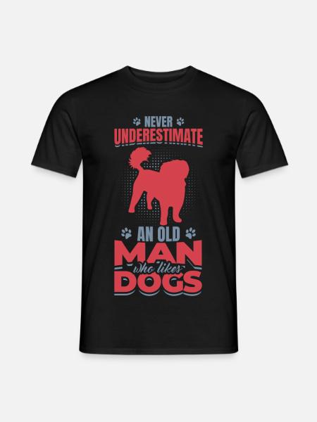 Old Man Who Likes Dogs - Men's T-Shirt - black