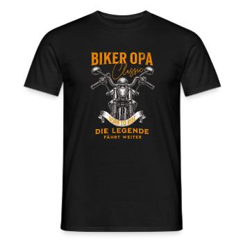 Biker Opa – Die Legende fährt weiter - Männer T-Shirt - Schwarz - Vorne - AI Model Male 178 light (178cm)