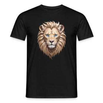 Majestätischer Löwenkopf mit blauen Augen - Männer T-Shirt - Schwarz - Vorne - AI Model Male 178 light (178cm)