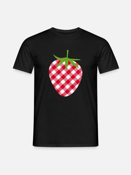 Erdbeere Muttertag kariert Frucht Obst Karo süß - Männer T-Shirt - Schwarz