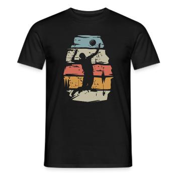 retro Volleyball Spieler - Ball Angriff scratch - Männer T-Shirt - Schwarz - Vorne - AI Model Male 178 light (178cm)