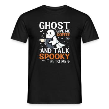 T-shirt fantôme effrayant avec conversation autour d'un café - T-shirt homme - noir - Devant - AI Model Male 178 light (178cm)