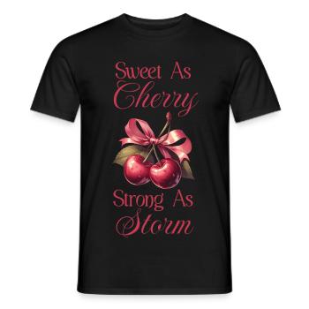 Kirschspruch - Doux comme la cerise fort comme la tempête - T-shirt homme - noir - Devant - AI Model Male 178 light (178cm)
