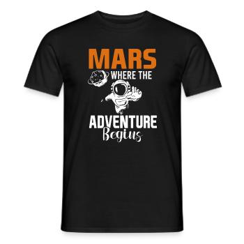Mars Planet Space Vintage Rocket - Men's T-Shirt - black - Front - AI Model Male 178 light (178cm)