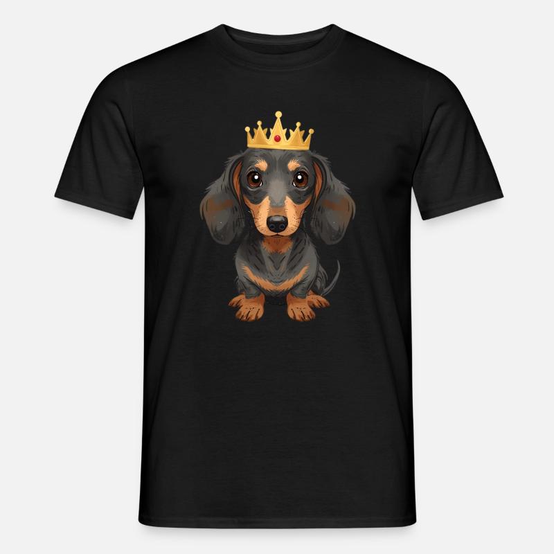 Kleiner Dackel mit Krone Cute Design - Männer T-Shirt - Schwarz