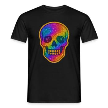 Rainbow Glitter Skull - Men's T-Shirt - black - Front - AI Model Male 178 light (178cm)