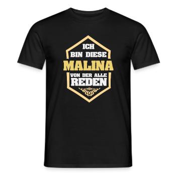 Malina als Rufname - Männer T-Shirt - Schwarz - Vorne - AI Model Male 178 light (178cm)