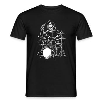 Skeleton Drummer in Hoodie - Men's T-Shirt - black - Front - AI Model Male 178 light (178cm)