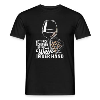 Please don't push I've got wine in my hand - Men's T-Shirt - black - Front - AI Model Male 178 light (178cm)