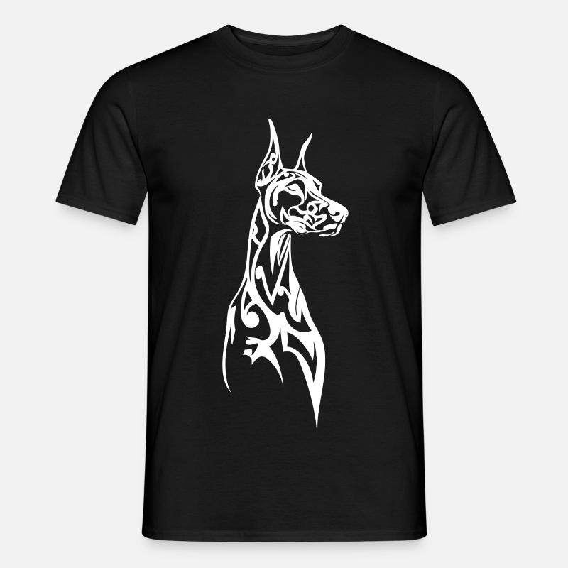 Linienkunst Dobermann Profil - Männer T-Shirt - Schwarz