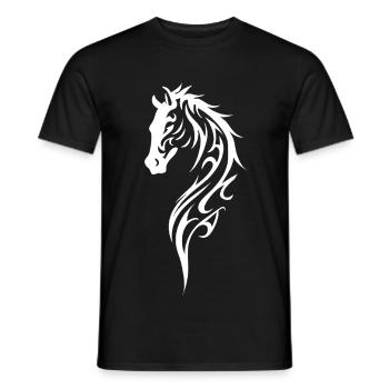 Tribal Pferdekopf Linienstil - Männer T-Shirt - Schwarz - Vorne - AI Model Male 178 light (178cm)