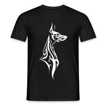 Tribal Dobermann Schwarz Weiß - Männer T-Shirt - Schwarz - Vorne - AI Model Male 178 light (178cm)