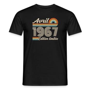  Avril 1967 anniversaire rétro 1967 April 1967 - T-shirt homme - noir - Devant - AI Model Male 178 light (178cm)