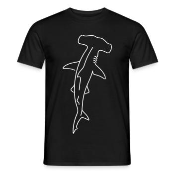 Hammerhead Shark Outline Line Drawing - Men's T-Shirt - black - Front - AI Model Male 178 light (178cm)