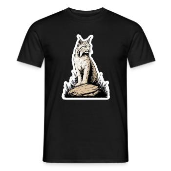Lynx Rock Portrait Wildcat Nature - T-shirt homme - noir - Devant - AI Model Male 178 light (178cm)