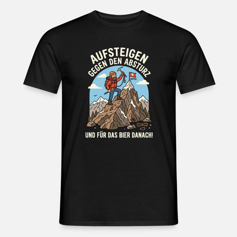 Bergsteiger gegen Abstieg Bier Danach - Männer T-Shirt - Schwarz