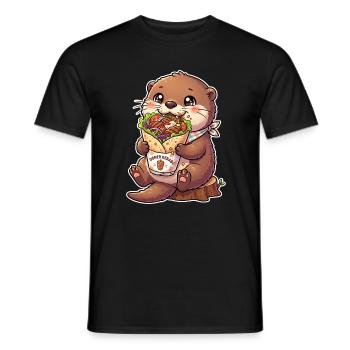 Kawaii Döner Otter - Männer T-Shirt - Schwarz - Vorne - AI Model Male 178 light (178cm)