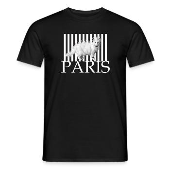 Paris Mohawk Punk Katze im Streifenprint - Männer T-Shirt - Schwarz - Vorne - AI Model Male 178 light (178cm)