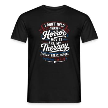 Horror Therapy Movie Night Design - Männer T-Shirt - Schwarz - Vorne - AI Model Male 178 light (178cm)
