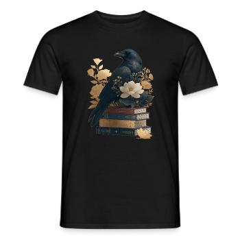 Rabe auf Büchern - Männer T-Shirt - Schwarz - Vorne - AI Model Male 178 light (178cm)
