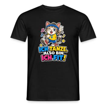 Tanzende Katze Fit Musik Sport Comic Spruch Cool - Männer T-Shirt - Schwarz - Vorne - AI Model Male 178 light (178cm)