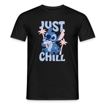Lilo & Stitch Just Chill Mit Stitch Und Palmen - Männer T-Shirt - Schwarz - Vorne - AI Model Male 178 light (178cm)