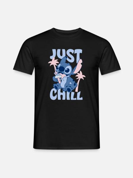 Lilo & Stitch Just Chill Mit Stitch Und Palmen - Männer T-Shirt - Schwarz